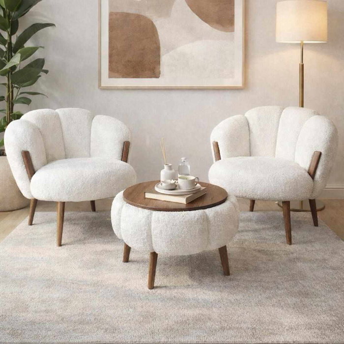 Atelier Del Sofa Star - White Conjunto de Sillón y Mesa de Café
